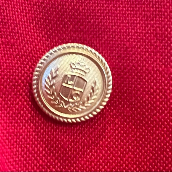 Vintage 90s Oversized Red Gold Button Long Blazer Double Breasted Sz 12 - Picture 6 of 14